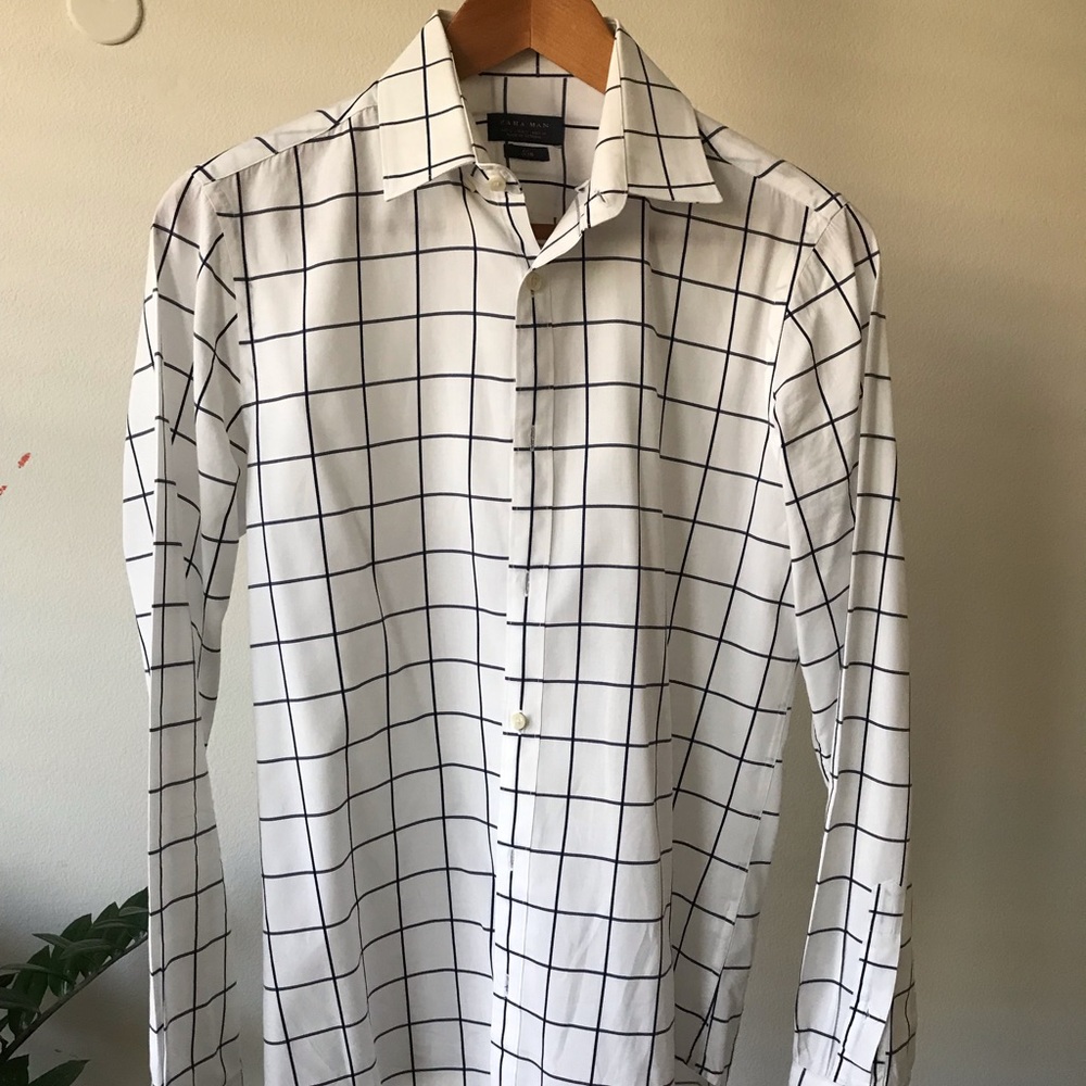 Zara blue white window pane to your soul shirt